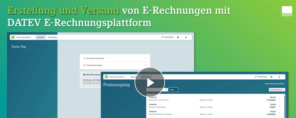 Erstellung und Versand von E-Rechnungen mit
DATEV E-Rechnungsplattform
